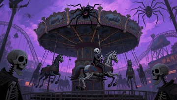 幽灵游乐场：旋转木马上的骷髅骑士