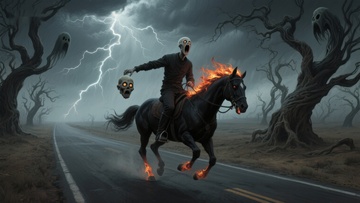 幽灵骑士在雷电交加的夜晚疾驰