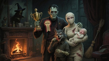 怪诞家庭温馨场景