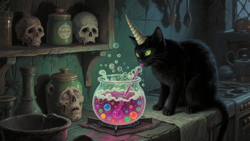 神秘黑猫与魔法药剂