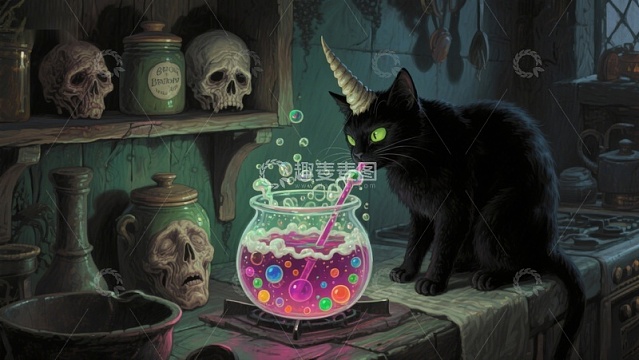 神秘黑猫与魔法药剂