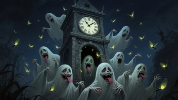 夜幕下的钟楼与群鬼