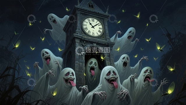 夜幕下的钟楼与群鬼
