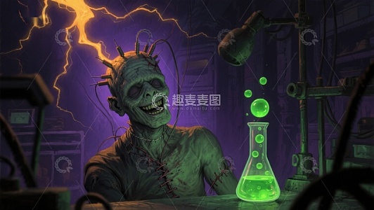实验室中的绿色僵尸与闪电