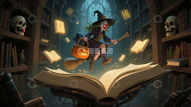 魔女骑帚飞越书页