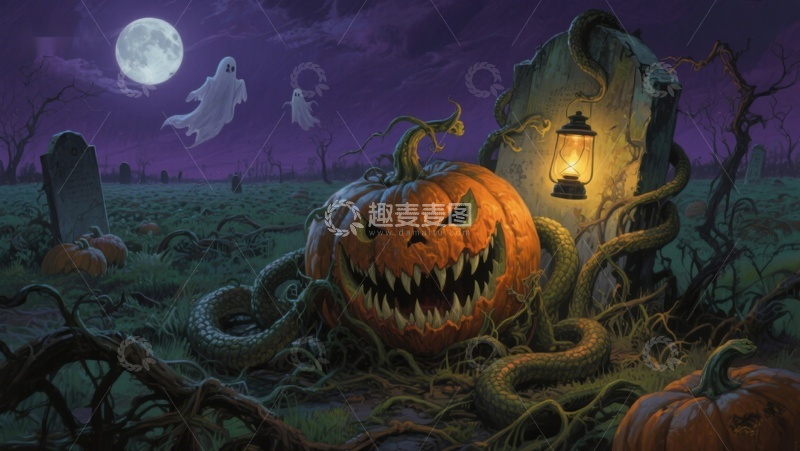 高清大图下载【趣麦麦图】恐怖南瓜与幽灵的万圣夜