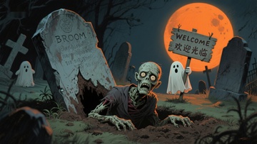 墓地僵尸欢迎夜景
