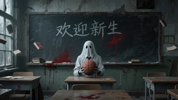 教室里的神秘人物手持篮球