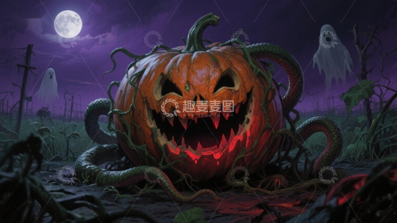 高清大图下载【趣麦麦图】恐怖南瓜与幽灵的万圣夜