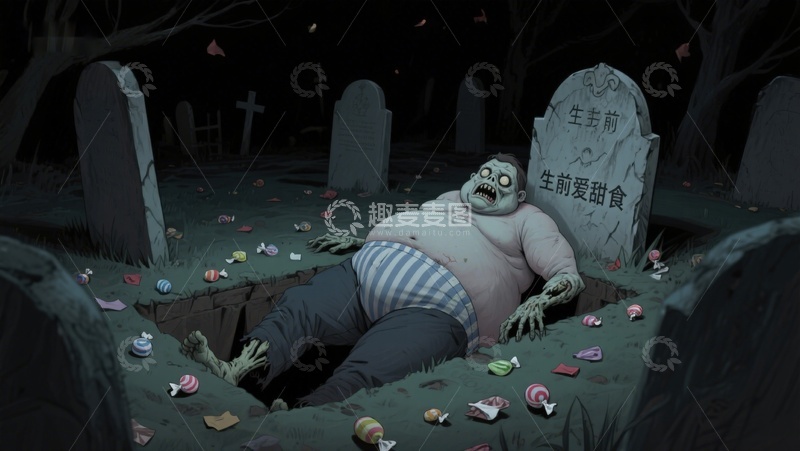 高清大图下载【趣麦麦图】墓地中的糖果怪人