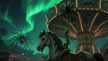 旋转木马上的神秘蜘蛛与极光