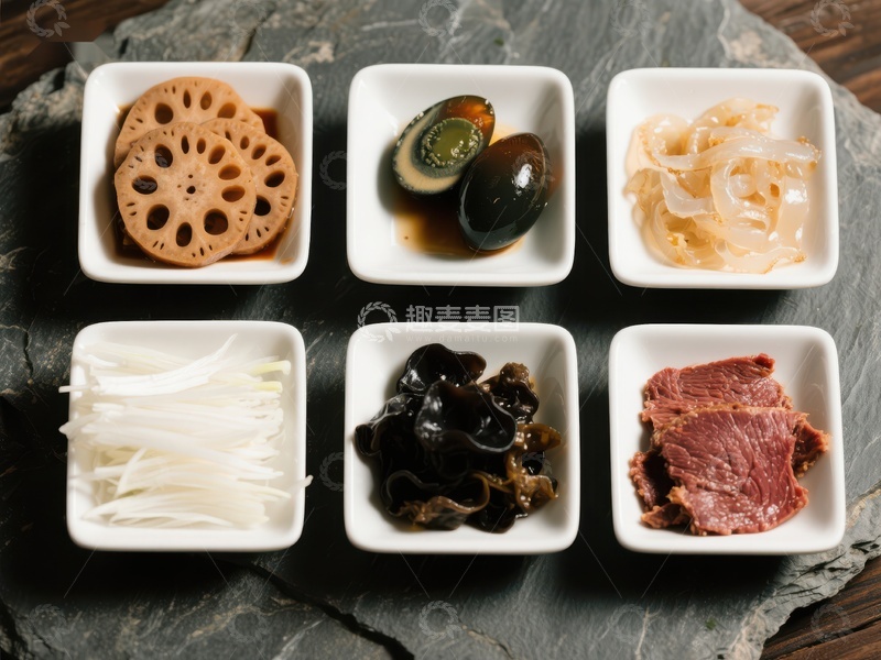 高清大图下载【趣麦麦图】六种中式食材的精致摆盘