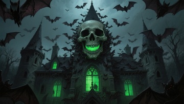 幽灵城堡与发光骷髅