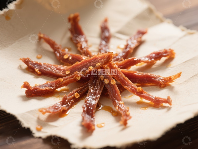高清大图下载【趣麦麦图】香辣牛肉干摆盘特写