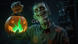 僵尸手持发光南瓜灯