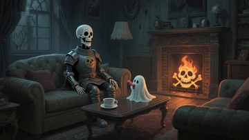 骷髅与幽灵的客厅夜谈