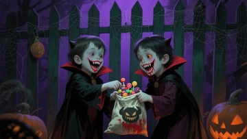 小吸血鬼分享糖果