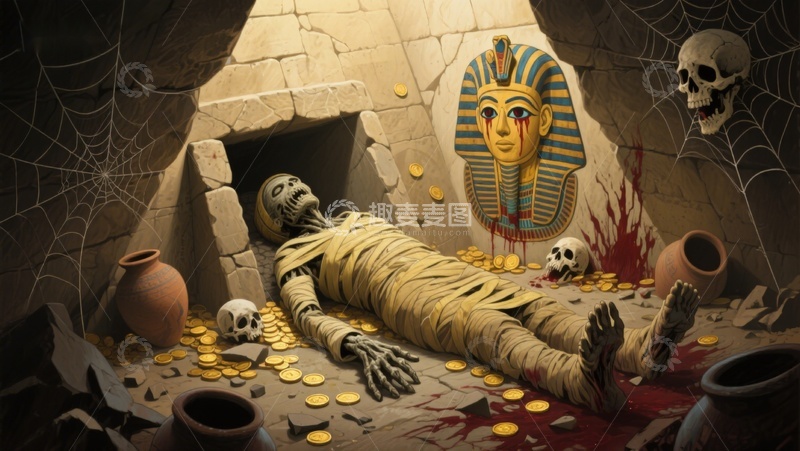 高清大图下载【趣麦麦图】古墓中的木乃伊与黄金宝藏