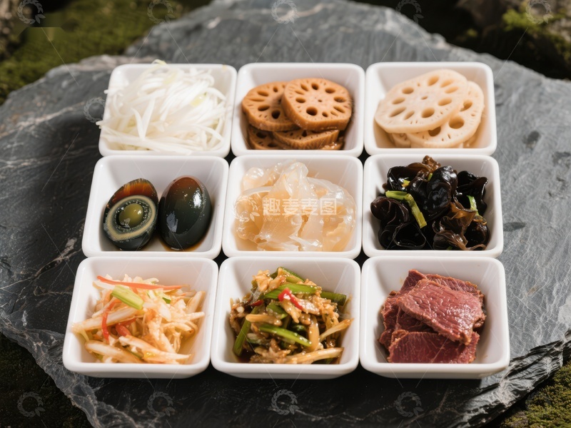 高清大图下载【趣麦麦图】九宫格中式小菜拼盘