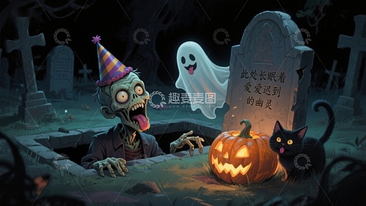 墓地里的万圣节派对