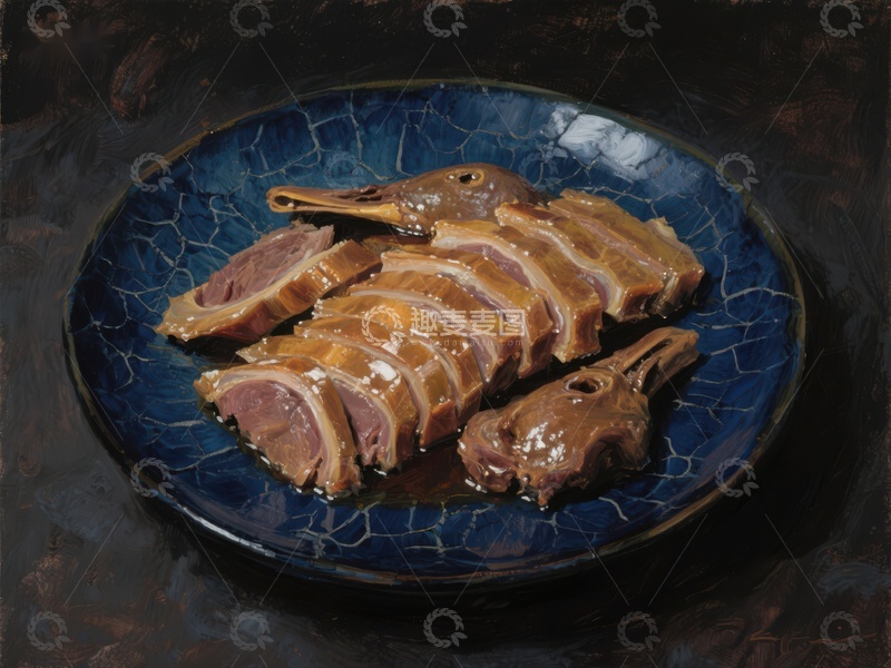 高清大图下载【趣麦麦图】盘中切片鸭肉的艺术呈现