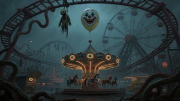 夜幕下的诡异游乐园