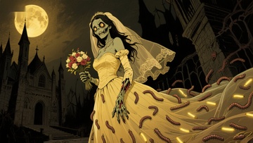 骷髅新娘月夜城堡前