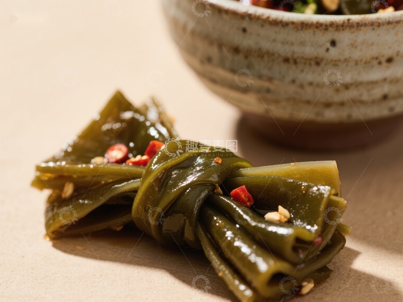 高清大图下载【趣麦麦图】美味海带卷配辣椒芝麻