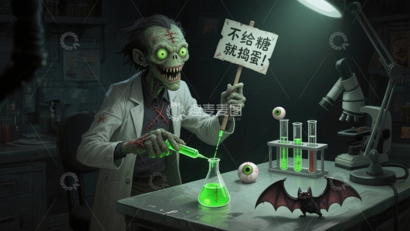 高清大图下载【趣麦麦图】实验室中的怪异科学家