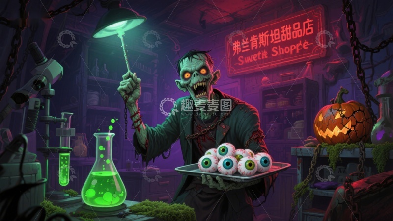 高清大图下载【趣麦麦图】僵尸实验糖果店