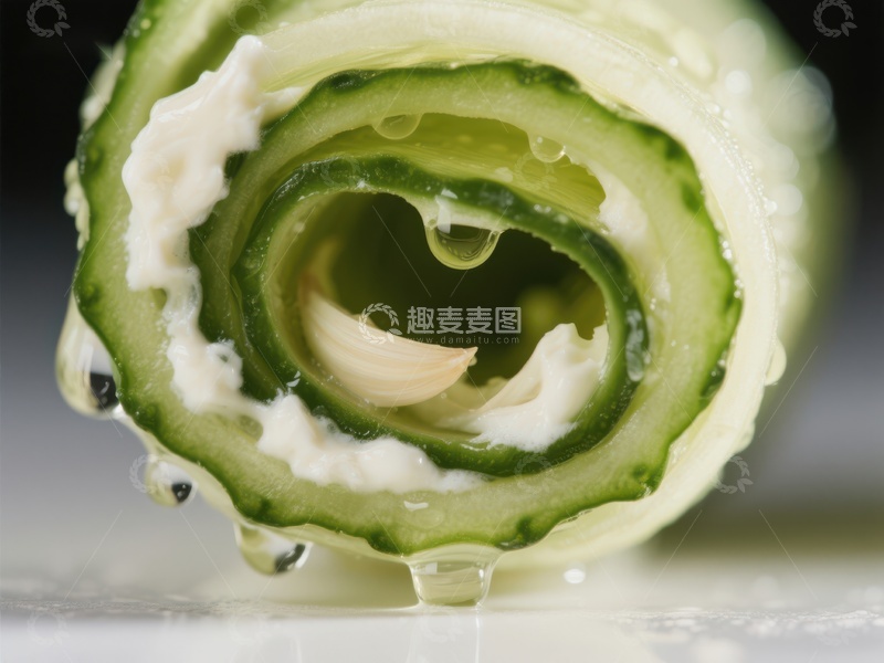 高清大图下载【趣麦麦图】黄瓜卷奶油，清新美食特写