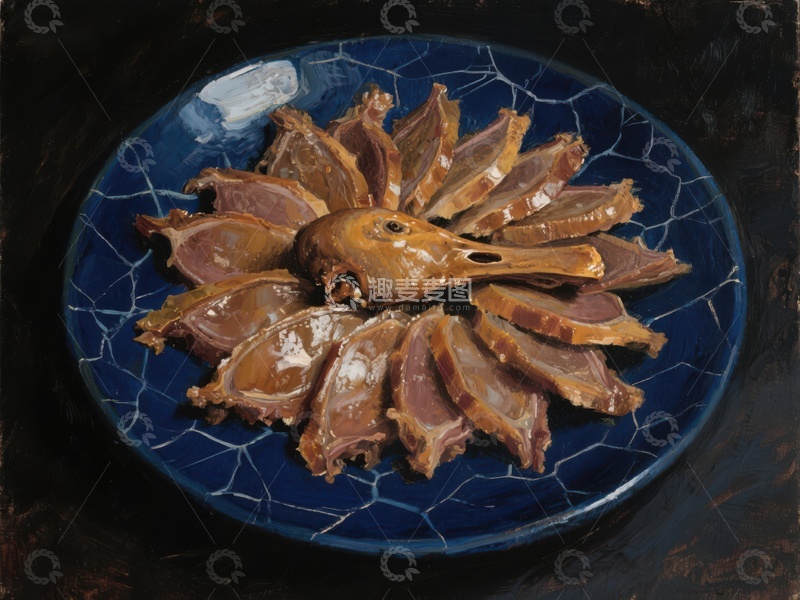 高清大图下载【趣麦麦图】盘中切片鸭肉的艺术描绘