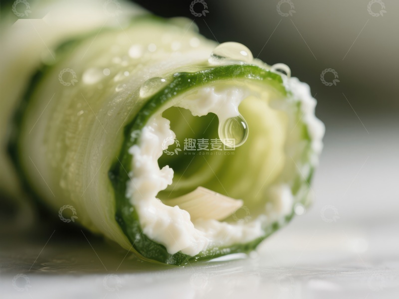高清大图下载【趣麦麦图】清新黄瓜卷配奶油馅料