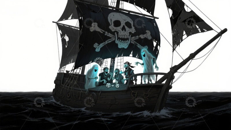 高清大图下载【趣麦麦图】幽灵海盗船在海上航行