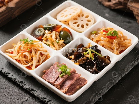 精致中式凉菜拼盘，色香味俱全