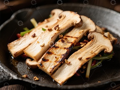 煎烤松茸蘑菇美食