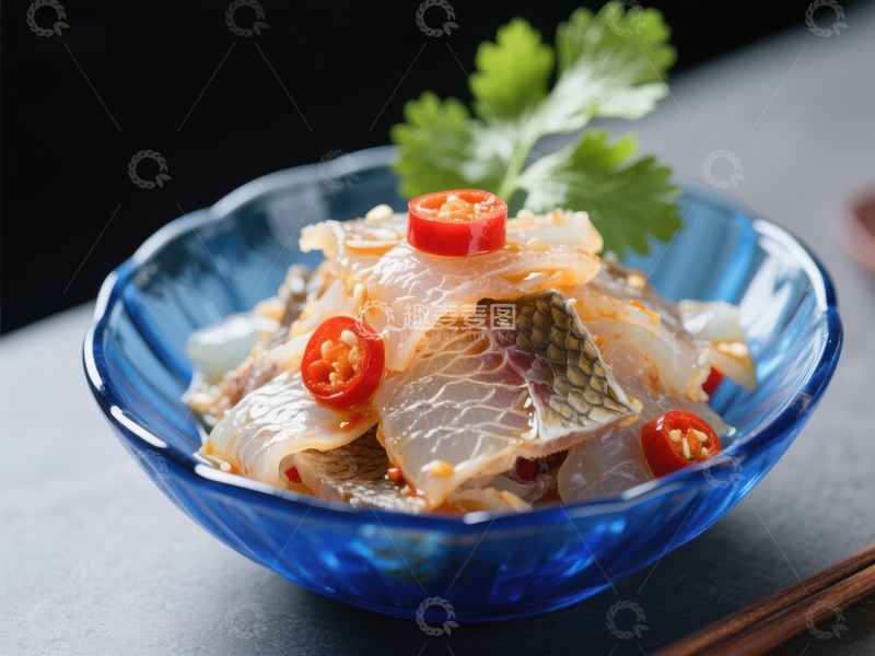 高清大图下载【趣麦麦图】清新鱼片配红椒与香菜