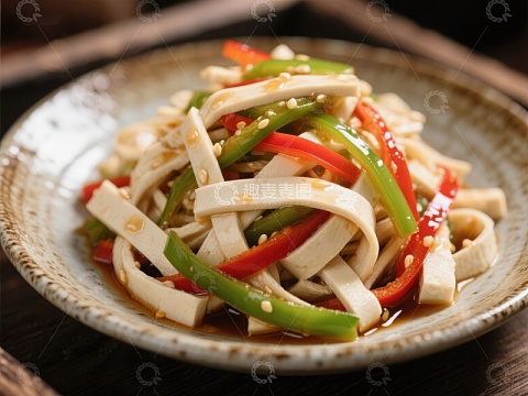 凉拌豆干配彩椒
