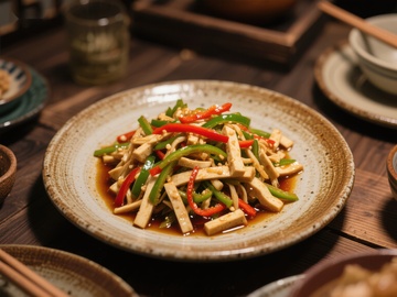 青椒炒豆干，美味家常菜