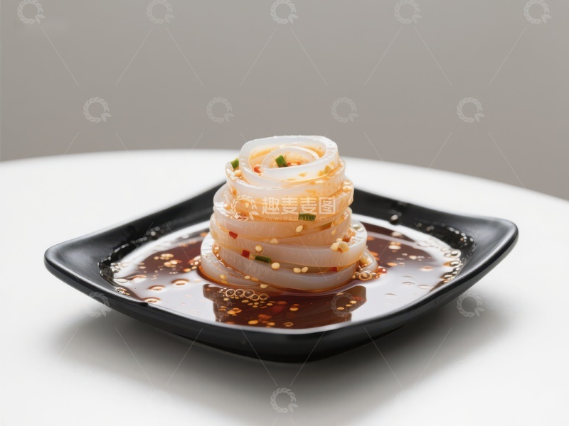 高清大图下载【趣麦麦图】凉粉卷配酱汁，精致摆盘