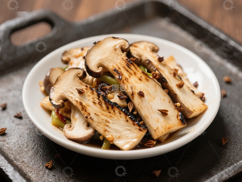 高清大图下载【趣麦麦图】烤松茸配香料的美味佳肴