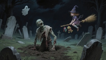 夜墓奇遇：女巫与僵尸的邂逅
