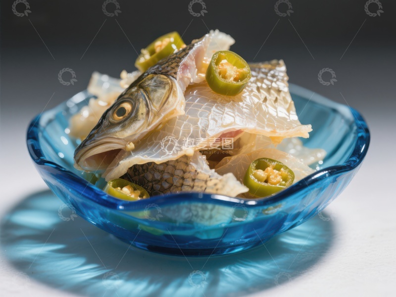 高清大图下载【趣麦麦图】清蒸鱼配青椒点缀