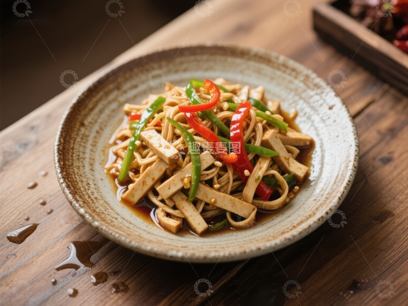 高清大图下载【趣麦麦图】香辣豆干拌菜，色泽诱人