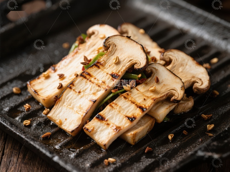 高清大图下载【趣麦麦图】烤松茸菌片，香气四溢