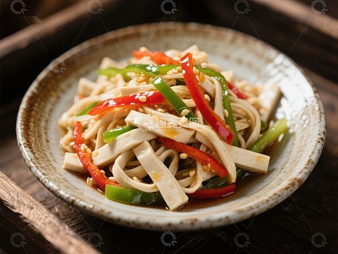 凉拌豆皮配彩椒