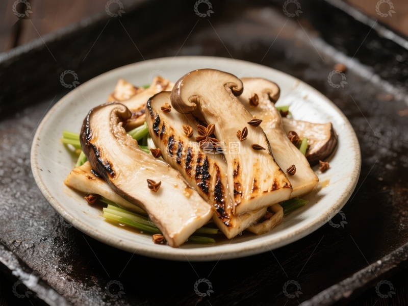 高清大图下载【趣麦麦图】烤制香菇配蔬菜