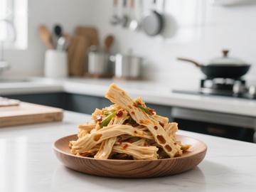 厨房中的美味莲藕菜肴