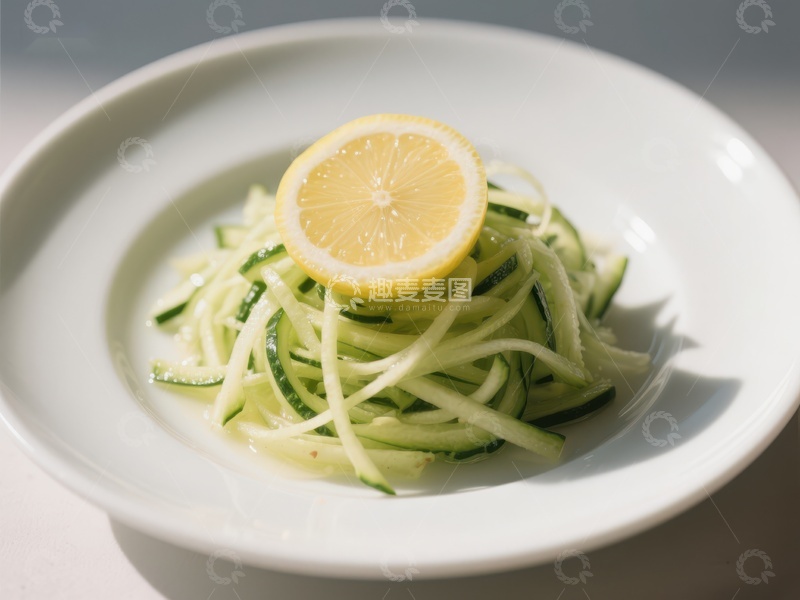 高清大图下载【趣麦麦图】柠檬点缀的黄瓜丝沙拉