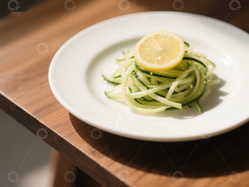 高清大图下载【趣麦麦图】柠檬点缀的黄瓜沙拉